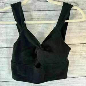 Madewell Black Sleeveless Cut Out Crop Top